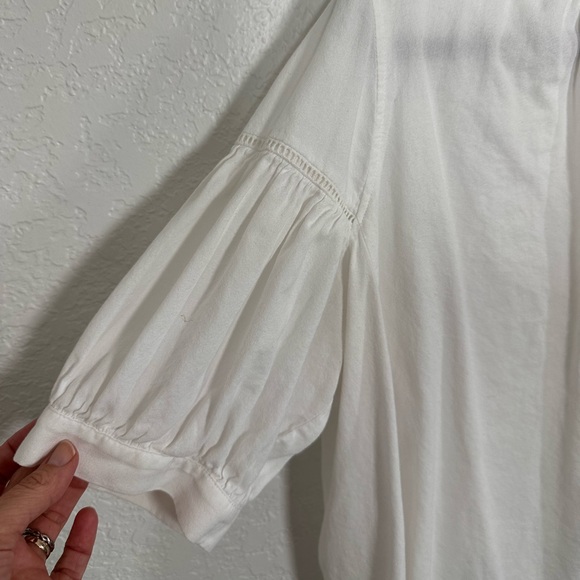 Madewell White Puff Sleeve blouse Top 100% cotton size large - Picture 4 of 10